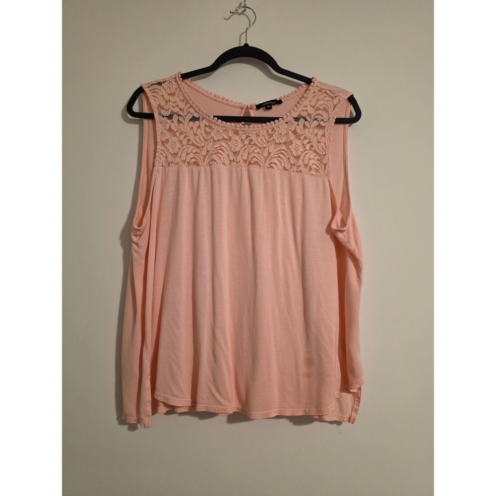 Ambiance Tank Top Women 2XL Pink Rayon Lace Boho Sleeveless Blouse Summer Casual